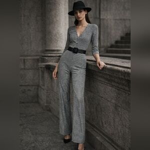 LE CHATEAU Women's Black and White Jumpsuit With Belt (NEW WITH TAG)